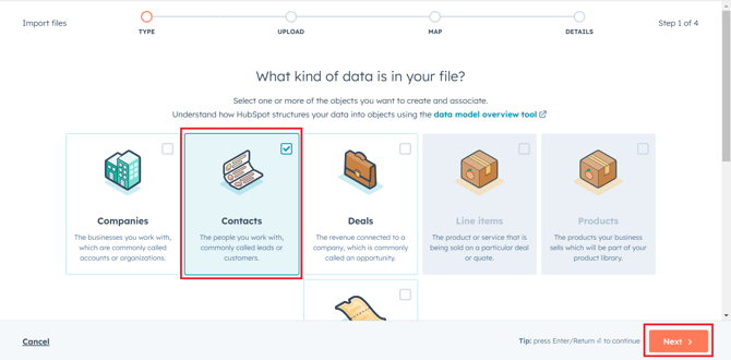 ContactsUploadSelectDataforImport